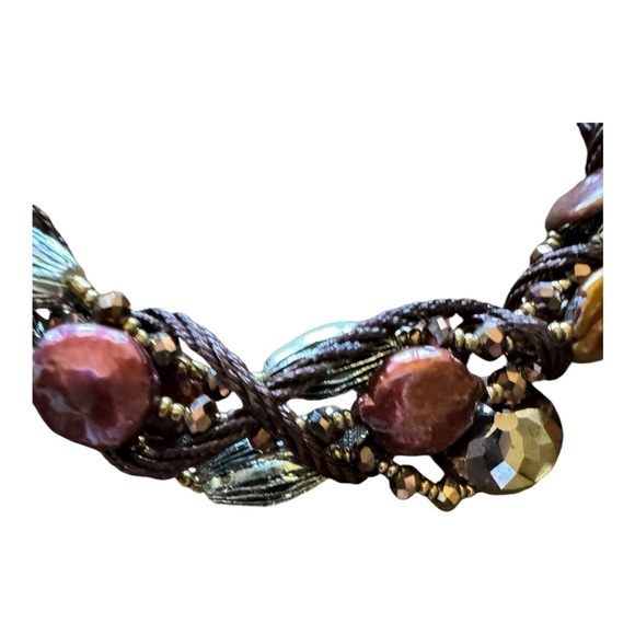 Brown coin pearl bead necklace - Picture 3 of 9